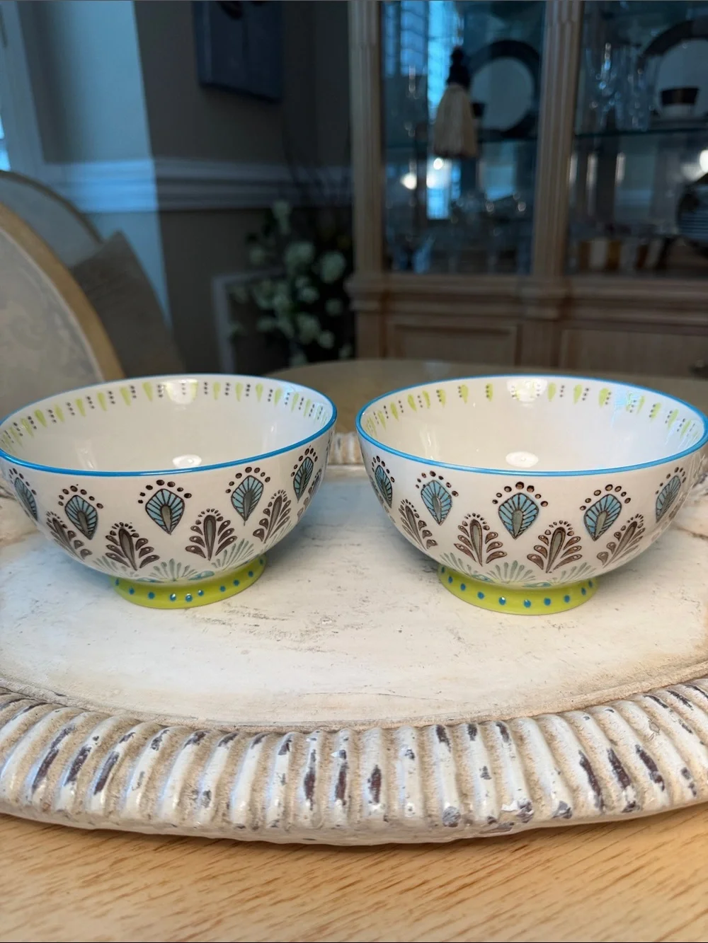 Pier 1 “Ellie Peacock” Bowls (2)